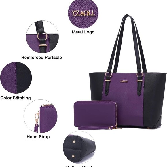 Purses for Women Faux Leather Medium Large Tote Satchel Shoulder Purse Handbag W - Picture 7 of 7